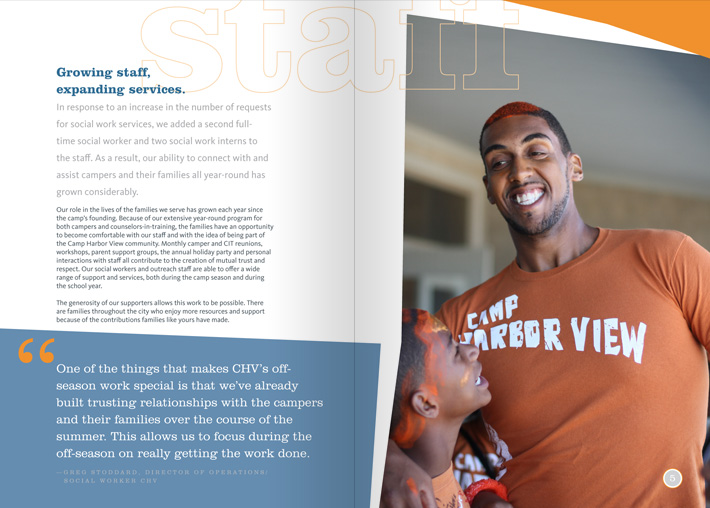 Camp Harbor View Annual Report spread 3 Camp Harbor View Annual Report spread 3