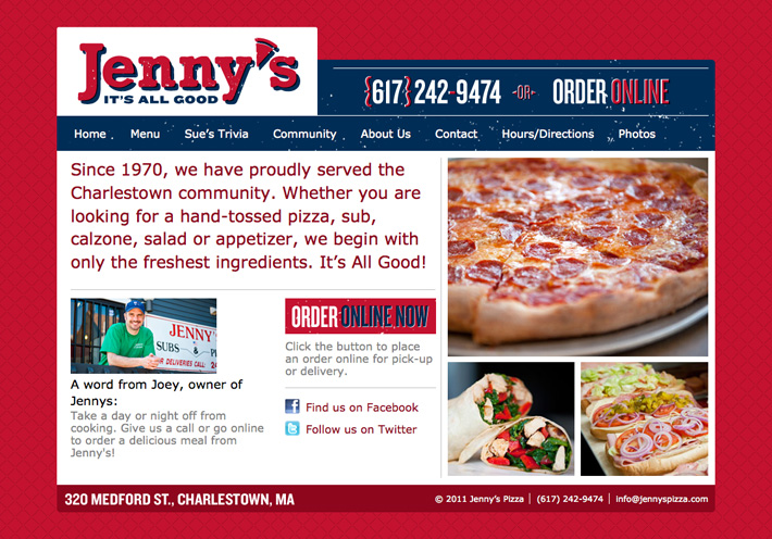 Jenny's Pizza home page Jenny's Pizza home page